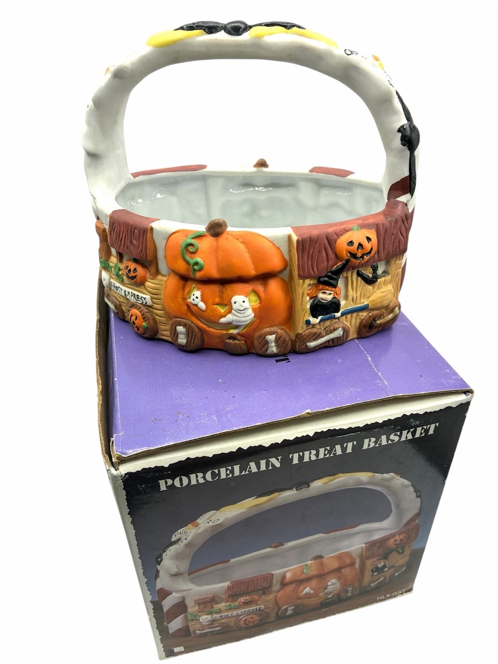 Vintage 1994 ABC Distributing Halloween Porcelain Ghost Express Basket